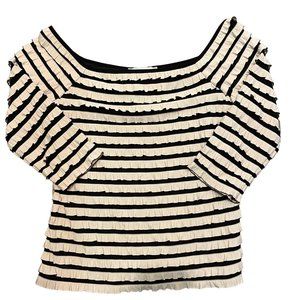 Joseph Ribkoff Cream Striped Ruffle Off The Shoulder Top 8